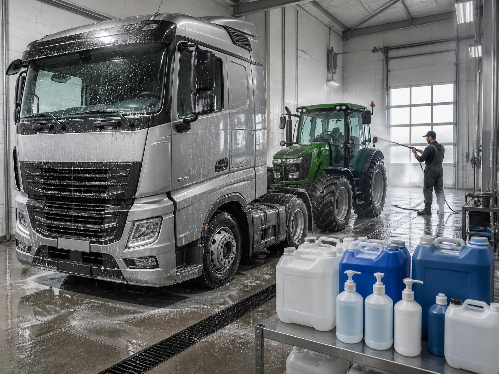 Composição com produtos Autolimpe em aplicações profissionais: veículos, equipamentos e operação industrial